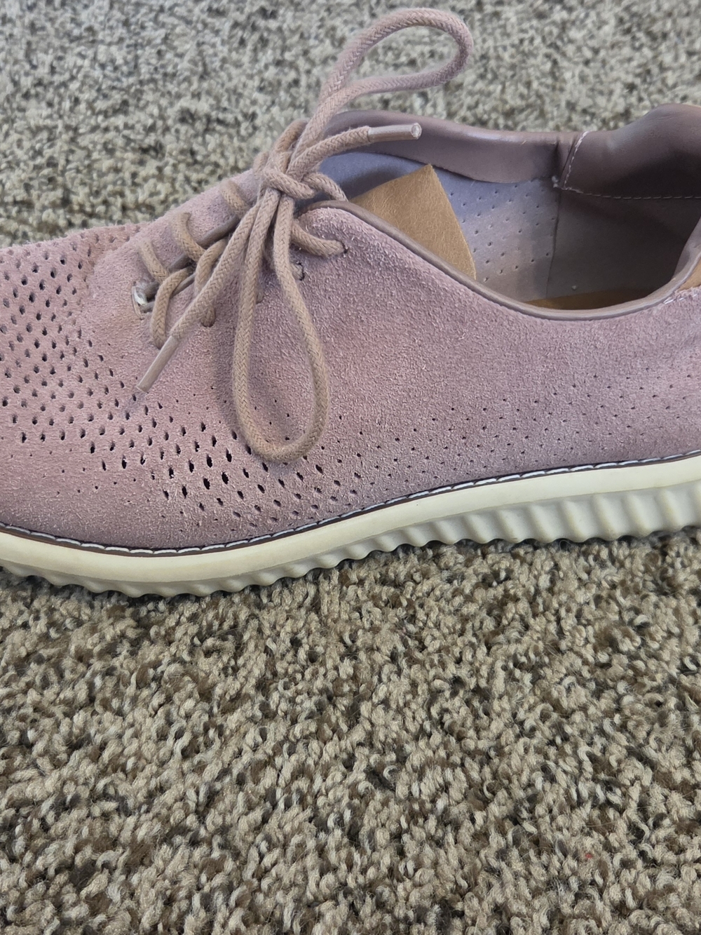 Steve Madden Men’s Suede Perforated Derby in Dusty Pink